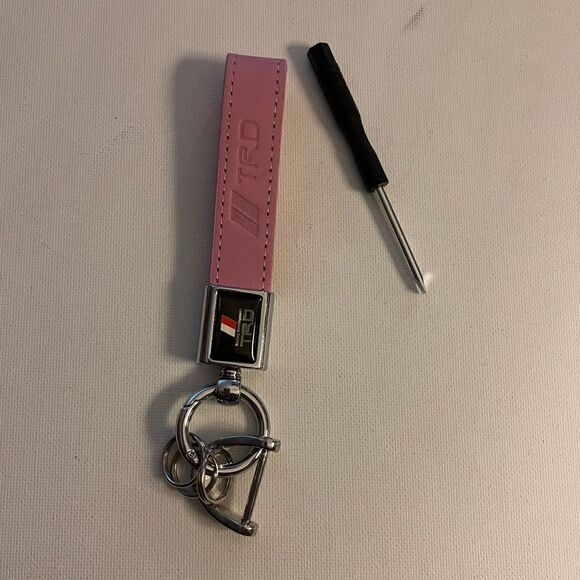 TRD Toyota Pink Leather fob keychain with Logo NWT - Picture 1 of 5